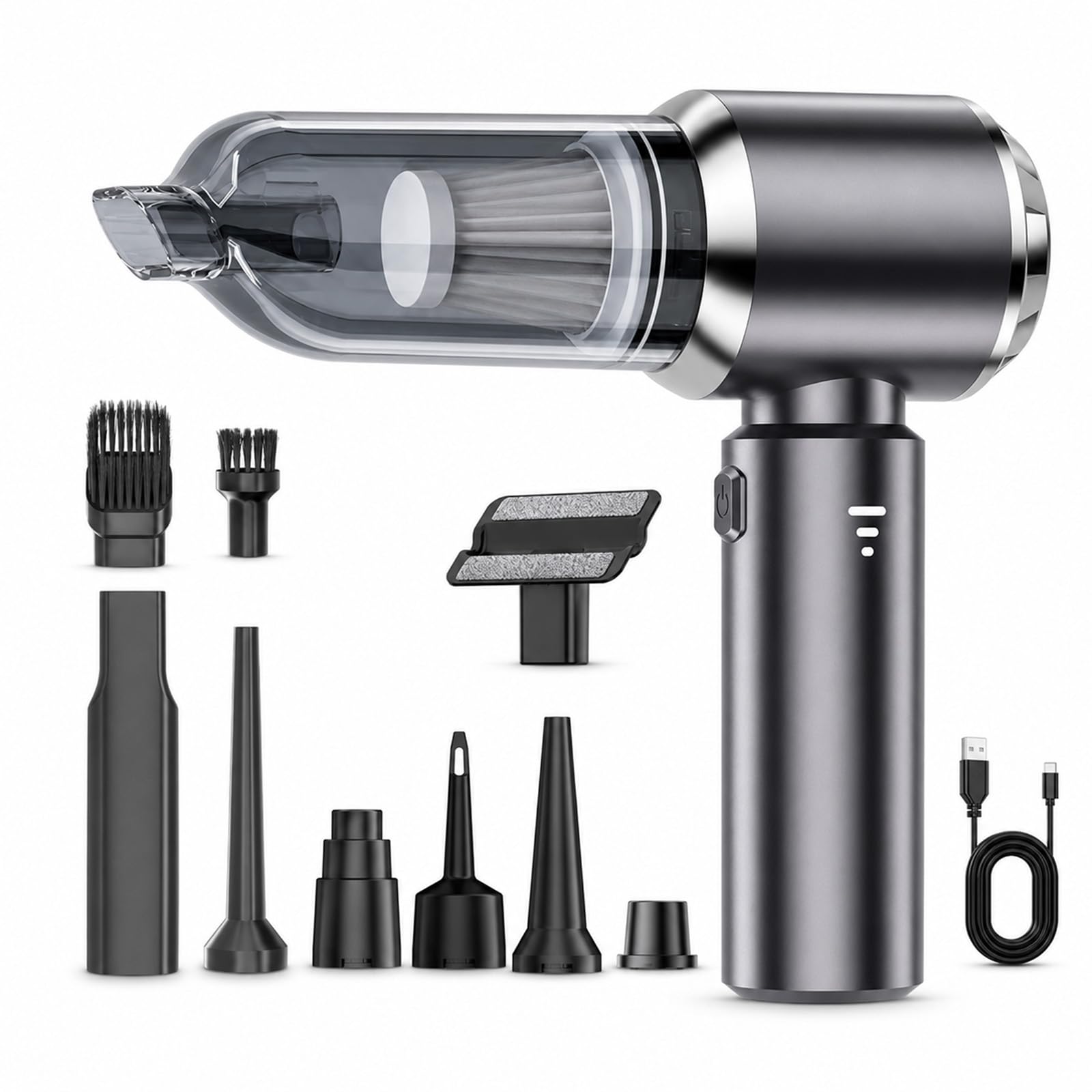 Pealeaf GT40 Pro Car Vacuum Cleaner - 23cm Gt40 Pro Precision Car Vacuum & Air Blower with Hepa Filter, 12000pa Brushless Motor, Portable Mini vacuum Air Duster for Cars Interior, Pet Hair, Home (B1)