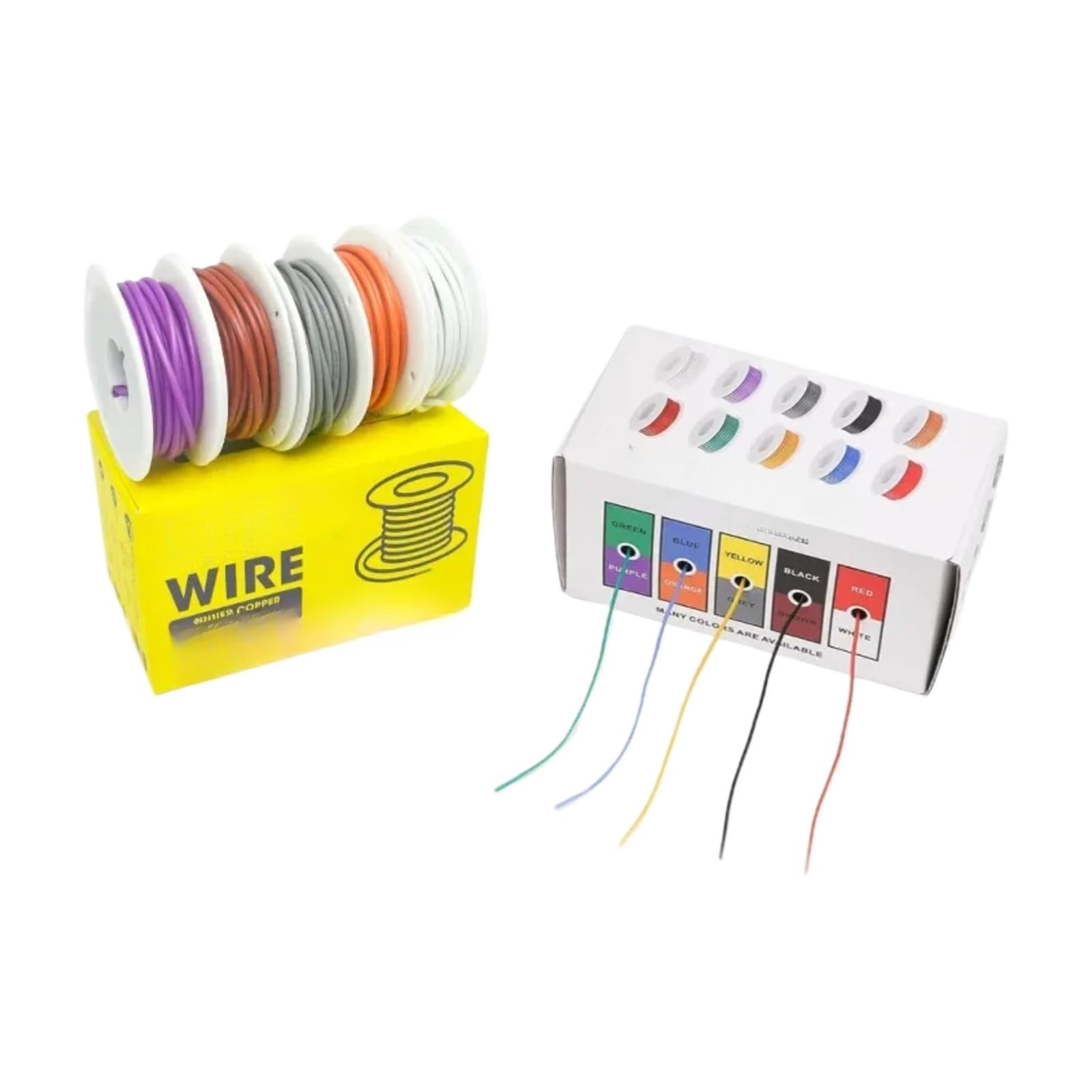 Silicone blando DIY5 color mixto cable conjunto 30awg 28 26 24 22awg 20awg 18awg 16awg de cobre estaño resistente a altas temperaturas(Yellow box 2; 24 AWG 5 x 10m)