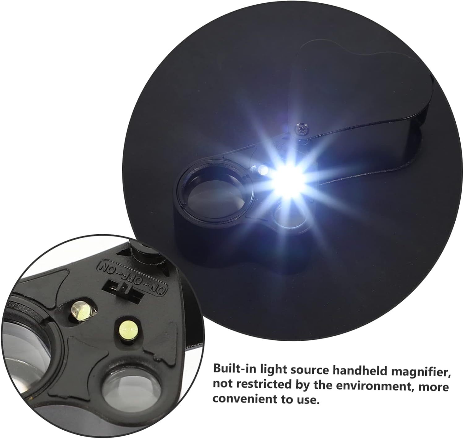 30x 60x LED Illuminated Jewelry Magnifying Lens Portable Handheld Magnifier for Gems Coins Stamps and Antique Collectibles