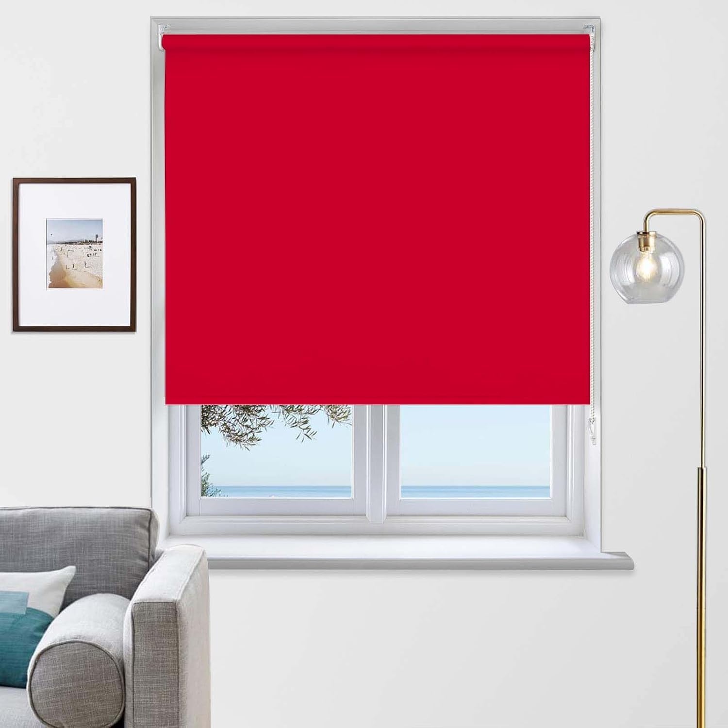 Rehan & Co Blackout Fabric Roller Blinds Red Blind (174W X 165H cm) โ image 1