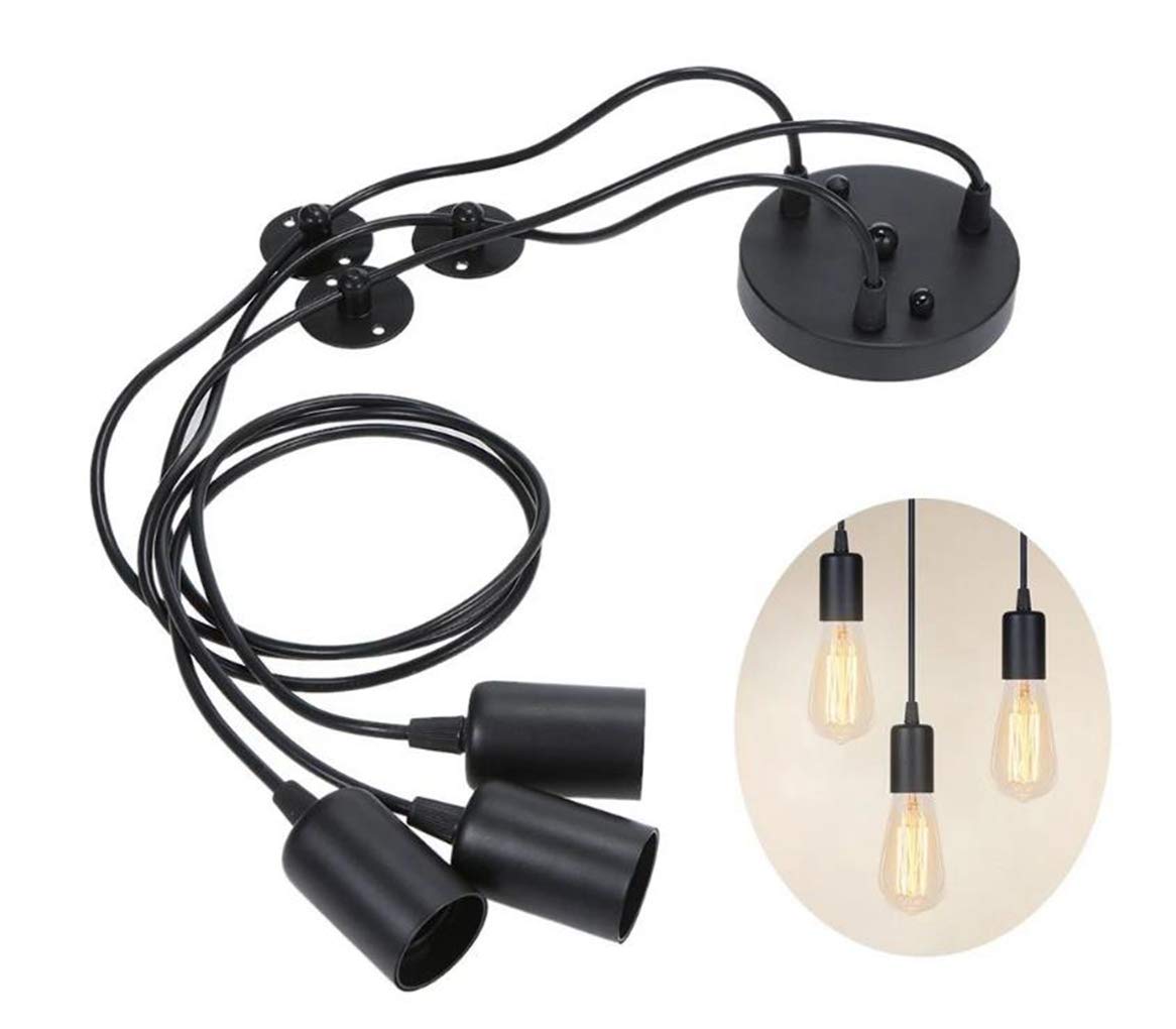 Classic Spider pendent Lamps, Ajustable DIY Ceiling Spider Light E27, Rustic Chandelier, Industrial Hanging Light Dining Hall Bedroom Hotel Decoration, 3 Arms(Each with 2m Wire)