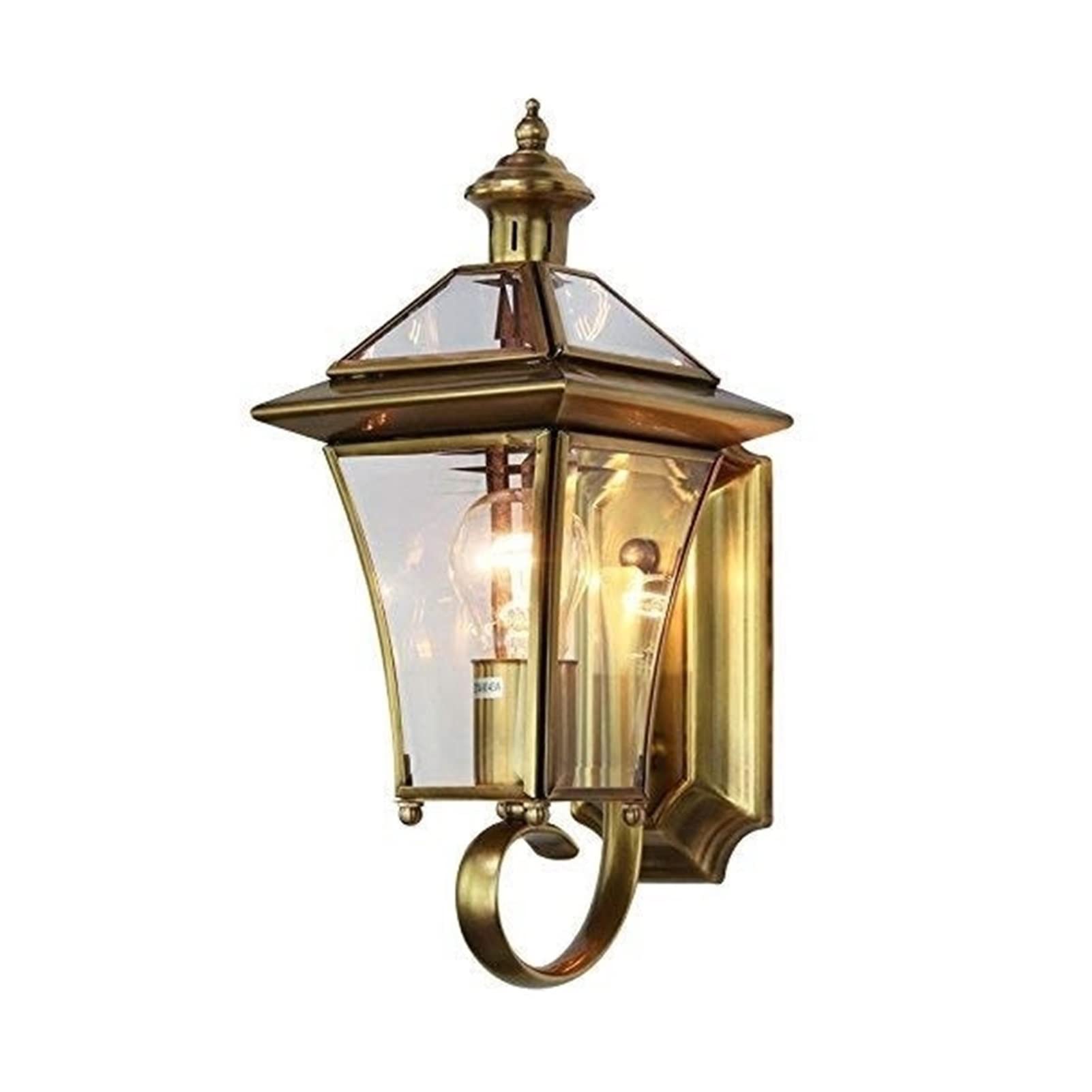 noxozoqm Simplicity Outdoor Rainproof Glass Lantern Copper Villa Garden Patio Waterproof Anti Rust Decoration E27(A)