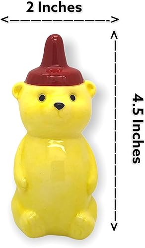 Miniatura 2 de Juego de cocteleras de cerámica con osito de miel, sal y pimienta, tarros esmaltados amarillos y rojos, recipientes decorativos recargables para