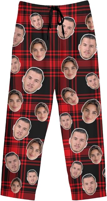 Personalised Photo Pyjamas for women personalised pjs for men Custom Face Pajama Bottoms for Couples,ladies,mum,dad,friend Gifts for Christmas,Halloween,Birthdays Multicolor