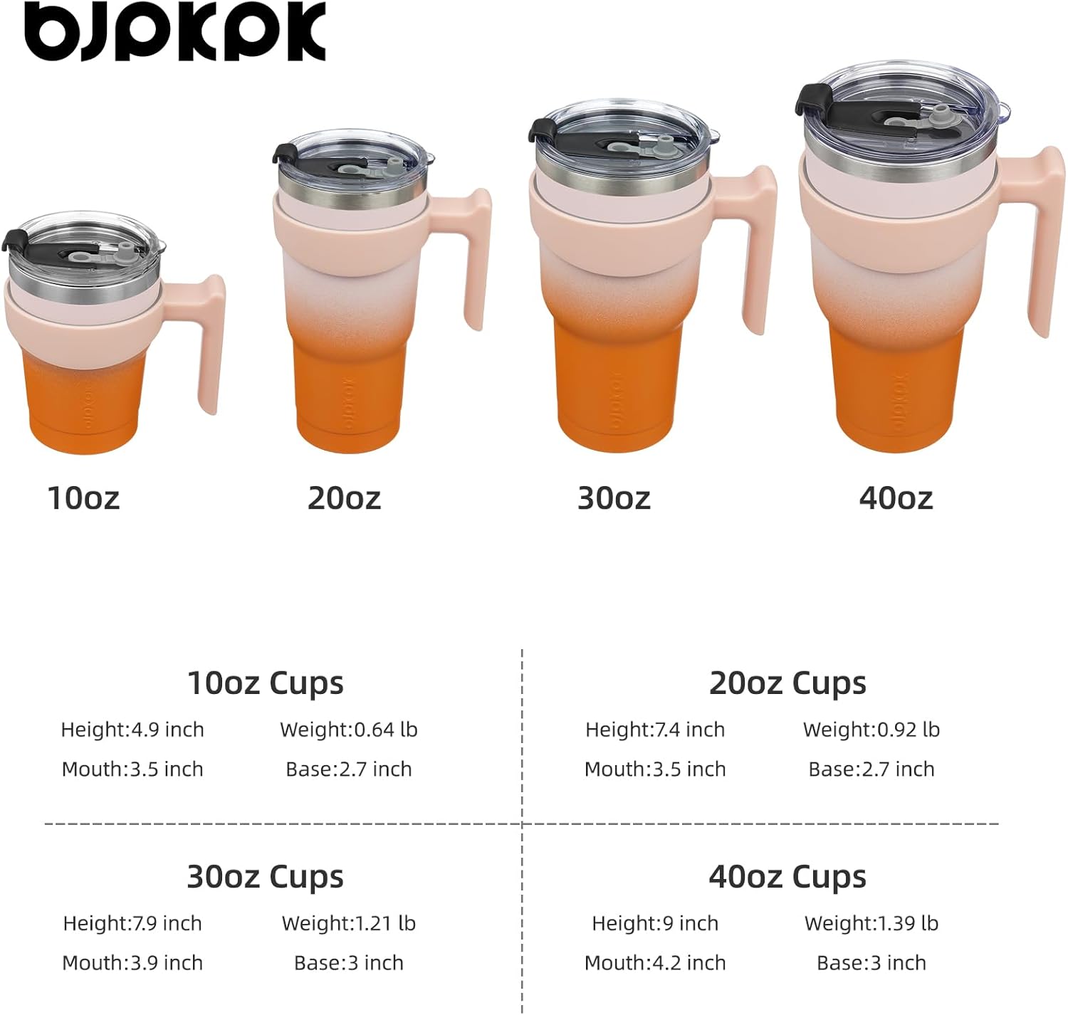 BJPKPK Tumbler With Handle And Straw 10 oz Insulated Tumblers With Lid Stainless Steel Coffee Cups,Coral - Image 4