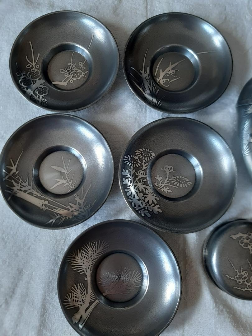 錫製 乾茂號造 茶壺 茶器 茶筒 桐箱 茶托 煎茶道具