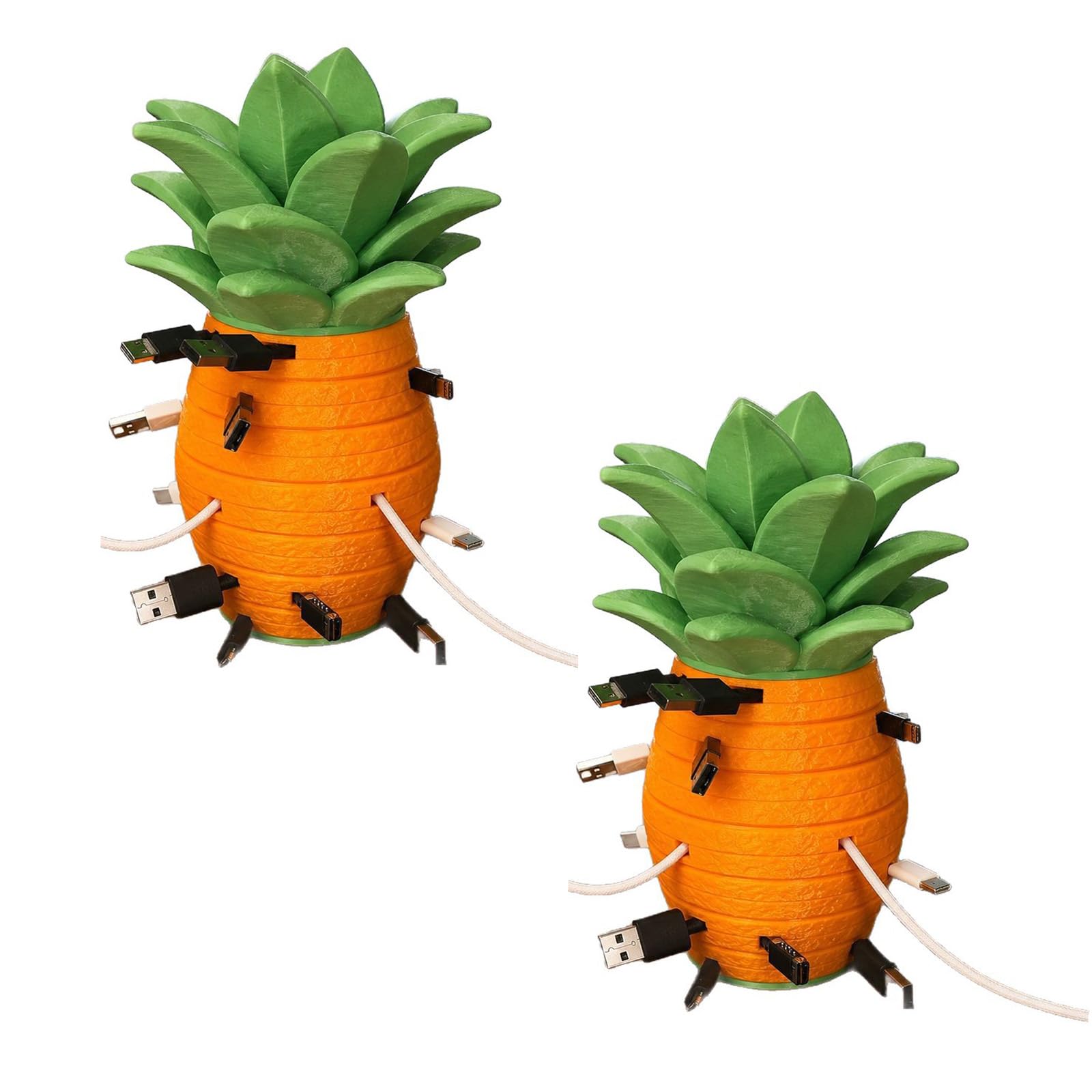 Organizzatore di cavi ad ananas, portacavi da scrivania modulare (2pc) | Costruzione in plastica stampata in 3D, dischi di avvolgimento S M L XL, cavi di ricarica, auricolari