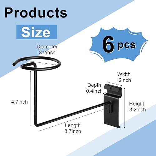 Miniatura 3 de 6 piezas de sombreros para rejilla de pared, estante de metal negro para casco, estantes de exhibición minorista, organizador de rejilla para