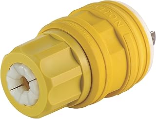 Leviton 28W49 30 Amp, 277 Volt, Locking Plug, Industrial Grade, Grounding, Wetguard, Yellow