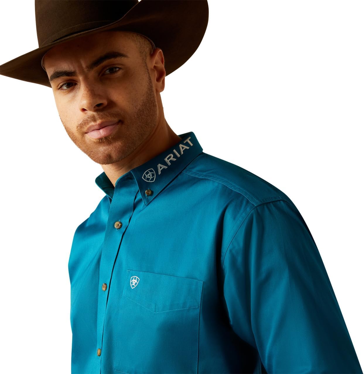 ARIAT Male Team Logo Twill Classic Fit Shirt Sea Scape USA 3X-Large - Image 4