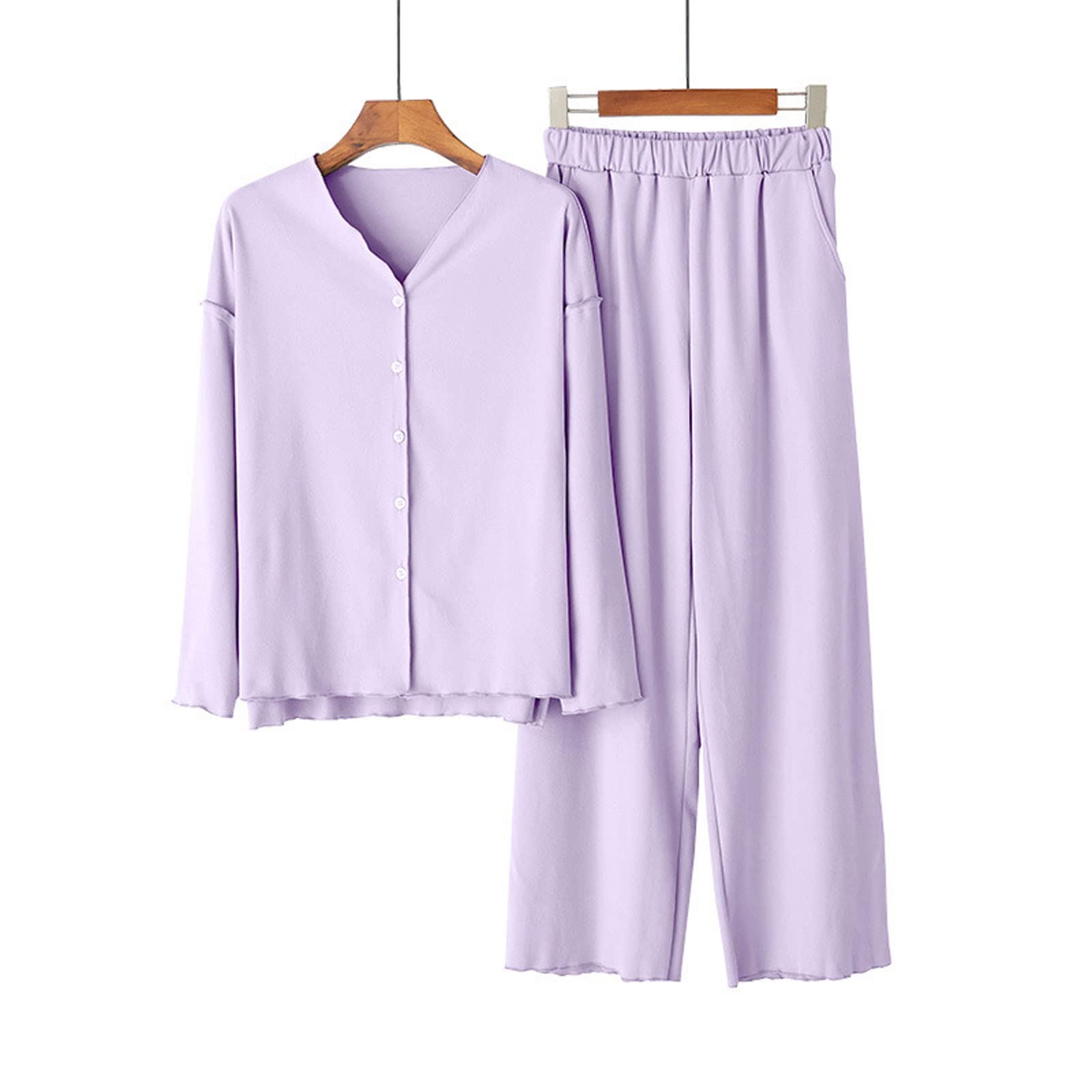 Zestaw piżam damskich Miękka bielizna nocna Pjs Jesienna i zimowa piżama damska Luźna domowa piżama na co dzień Ciepły zestaw PJ Set Loungewear Bielizna nocna (Color : D, Size : L-size)
