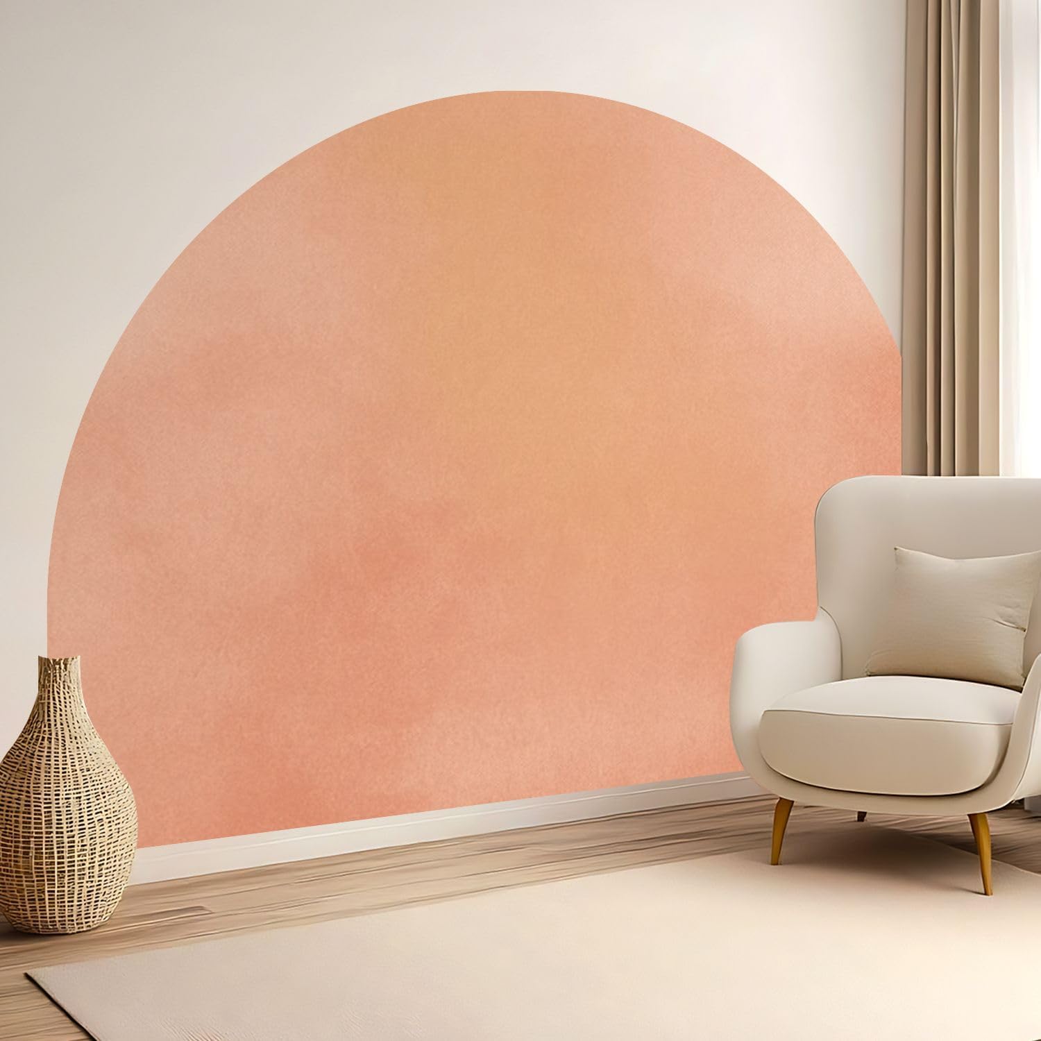 Arch Wall Decals Peel and Stick Solid Peach Orange Pink Yellow Gold Color Gradient Vintage Grunge Boho Headboard Large Wall Sticker Self Adhesive Removable Mural Decor for Bedroom Nursery 83"x61"