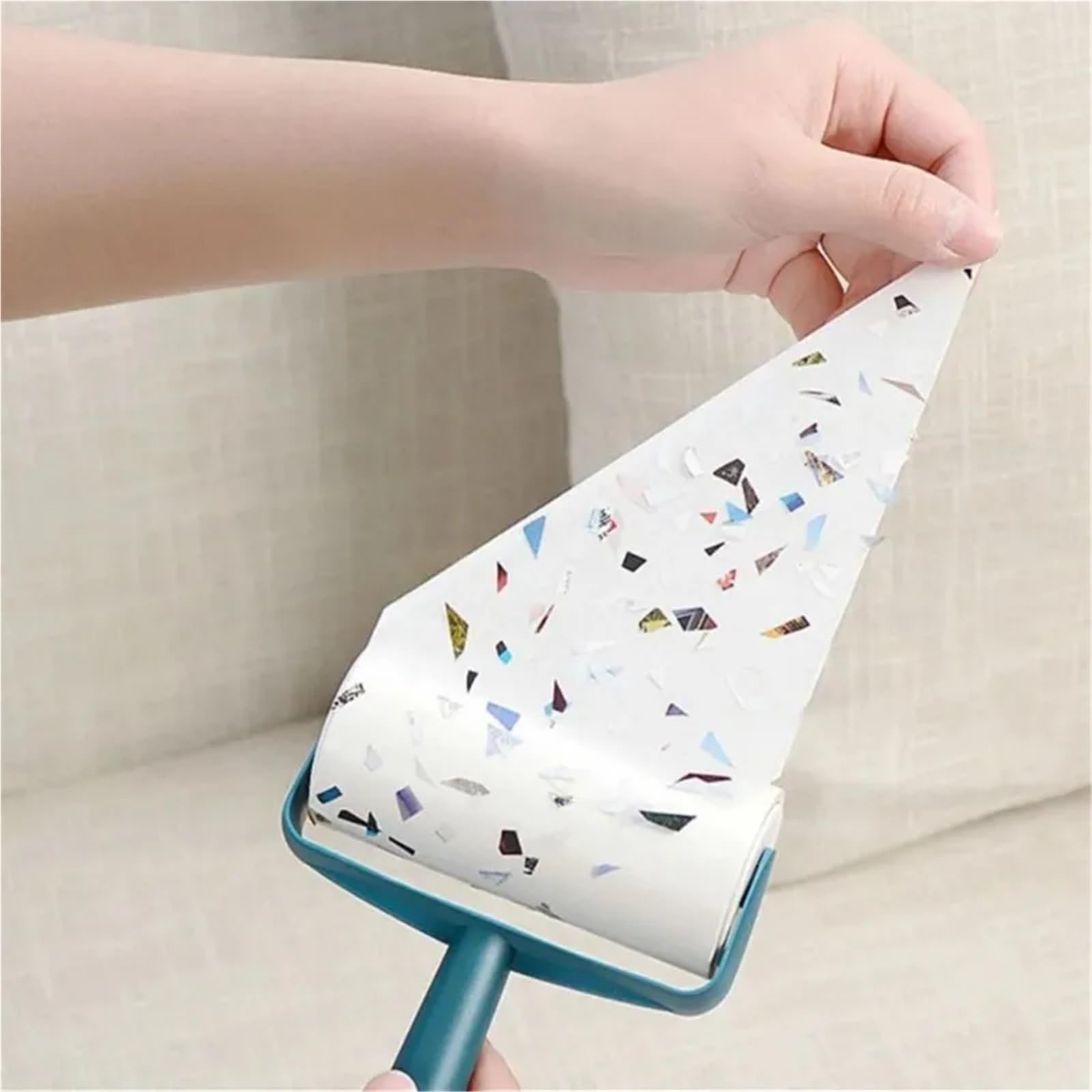 1 Manico 6/8 Rotolo di Carta strappabile in Spazzola a Rullo appiccicosa for Rimuovere peli Animali Domestici for Pulizia tappeti per Vestiti, Divano, Letto(Pink-1handle 6roll Paper)