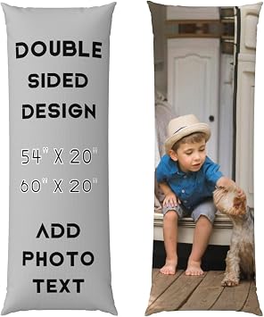 Custom Full Body Pillow Cover Add Your Photo Text 2 Sides Design Personalised Body Pillow Case Customised Bolster Cushion Cover Picture Long Pillowcase Valentine's Day, Birthday Gifts for Women Men