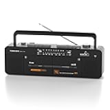 Cassette Tape Player with Stereo Sound, Dual Tape Decks, 3-Band Radio, USB/TF Card Playback, and Tape-to-USB/TF Card Recording Function