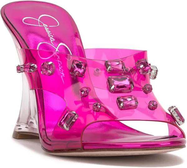 Jessica Simpson Womens Ganisa Stiletto Tranclucent Wedge Sandals