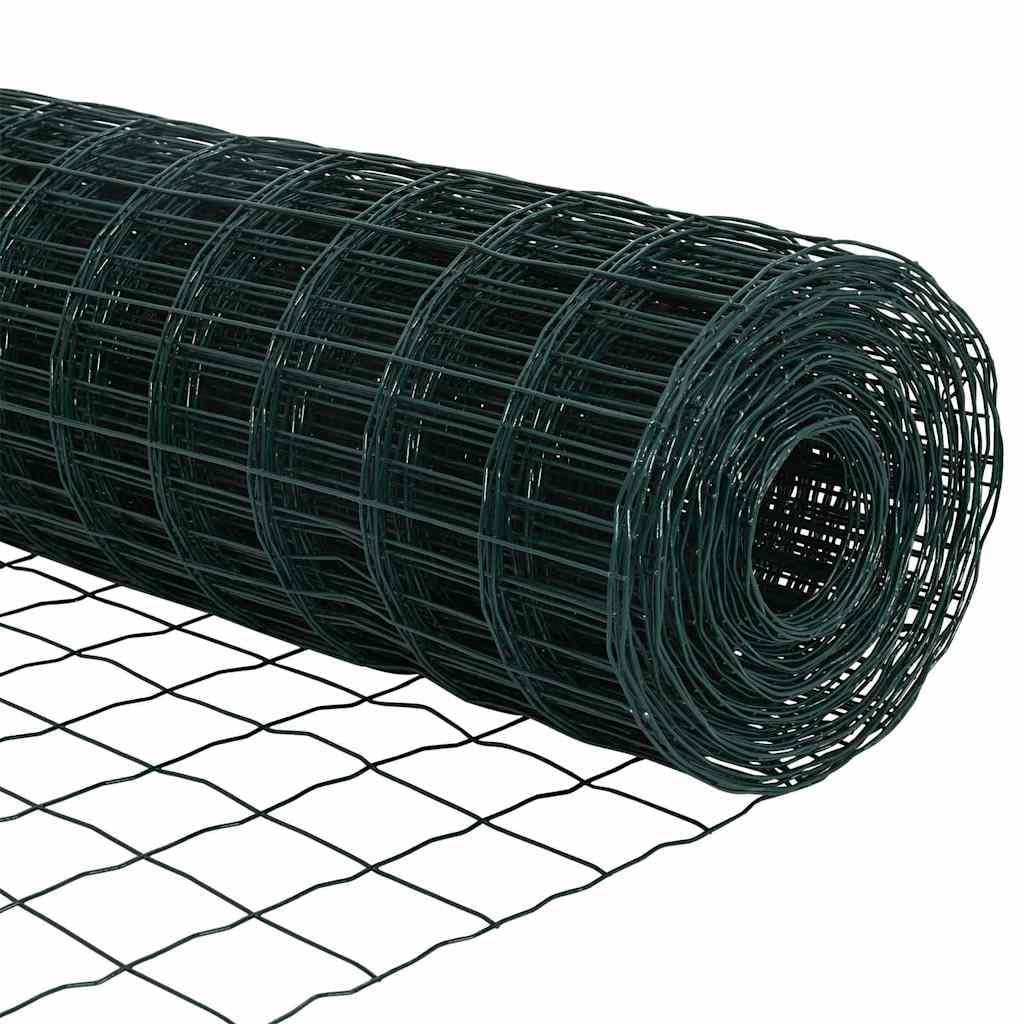 Ogrodzenie euro, zielone 0,6 x 25 m, żelazo powlekane PCW, odporne na warunki atmosferyczne, do użytku na zewnątrz, trwałe ograniczenie działki, łatwe w pielęgnacji panele ogrodzeniowe