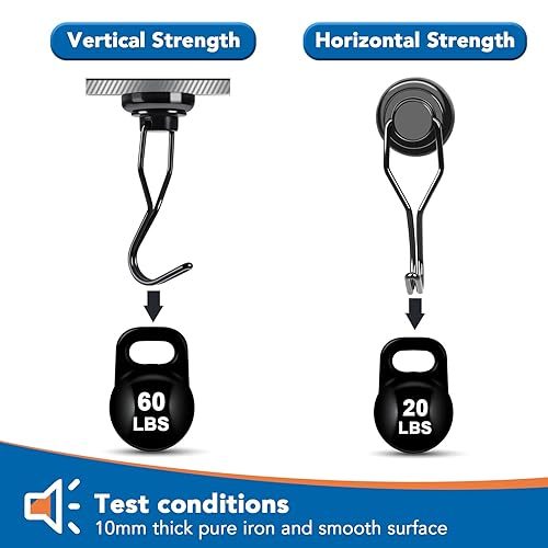 Miniatura 6 de LOVIMAG Ganchos magnéticos resistentes de 100 libras y ganchos magnéticos negros de 60 libras