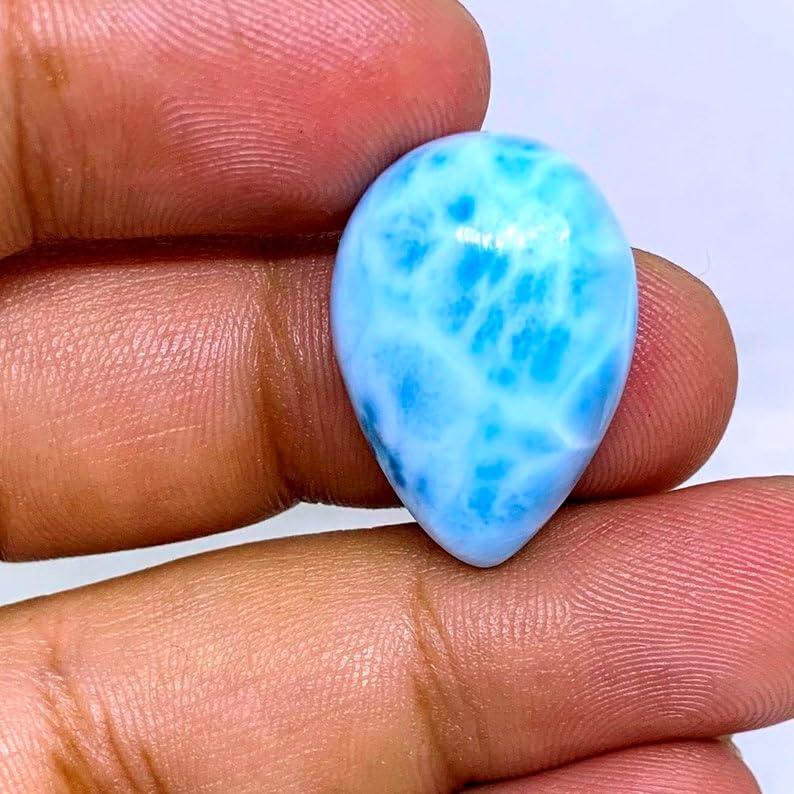 Gemme larimar de qualité supérieure 23x16mm poire cabochon d'exception pour bijouterie