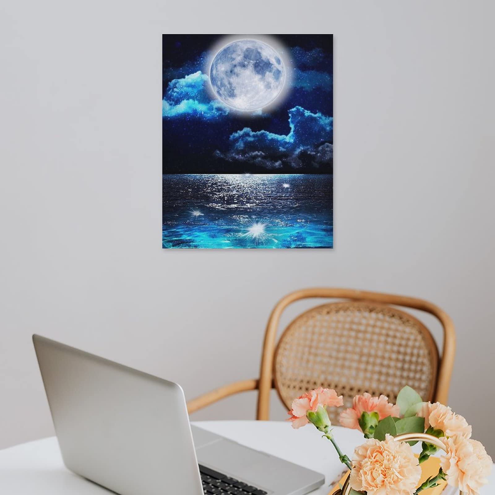 Amazon.co.jp: 絵画 海の月インテリア 絵画 ファンタジー天体