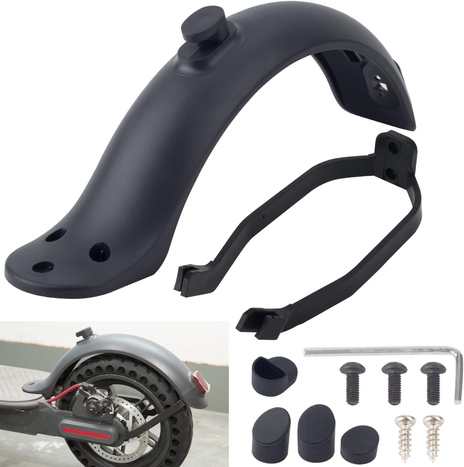 SYOSI Scooter Rear Fender Compatible with for Xiaomi M365 / M365 Pro / 1S / Pro 2 / Essential, Support Mudguard Bracket Fenders Accessory for Xiaomi Electric Scooter
