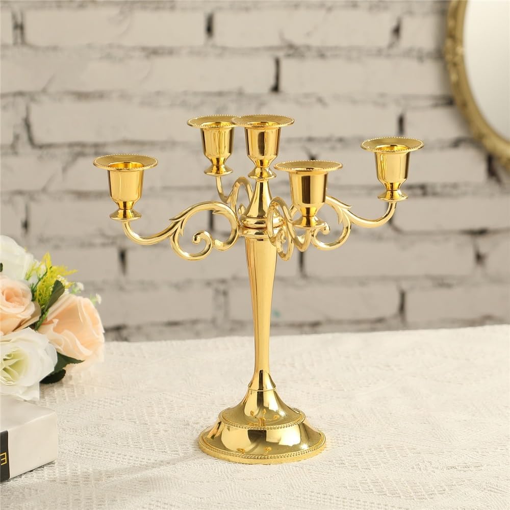 Candelabros Candelabro de metal 5 cabezas for decoración bodas(Silver)