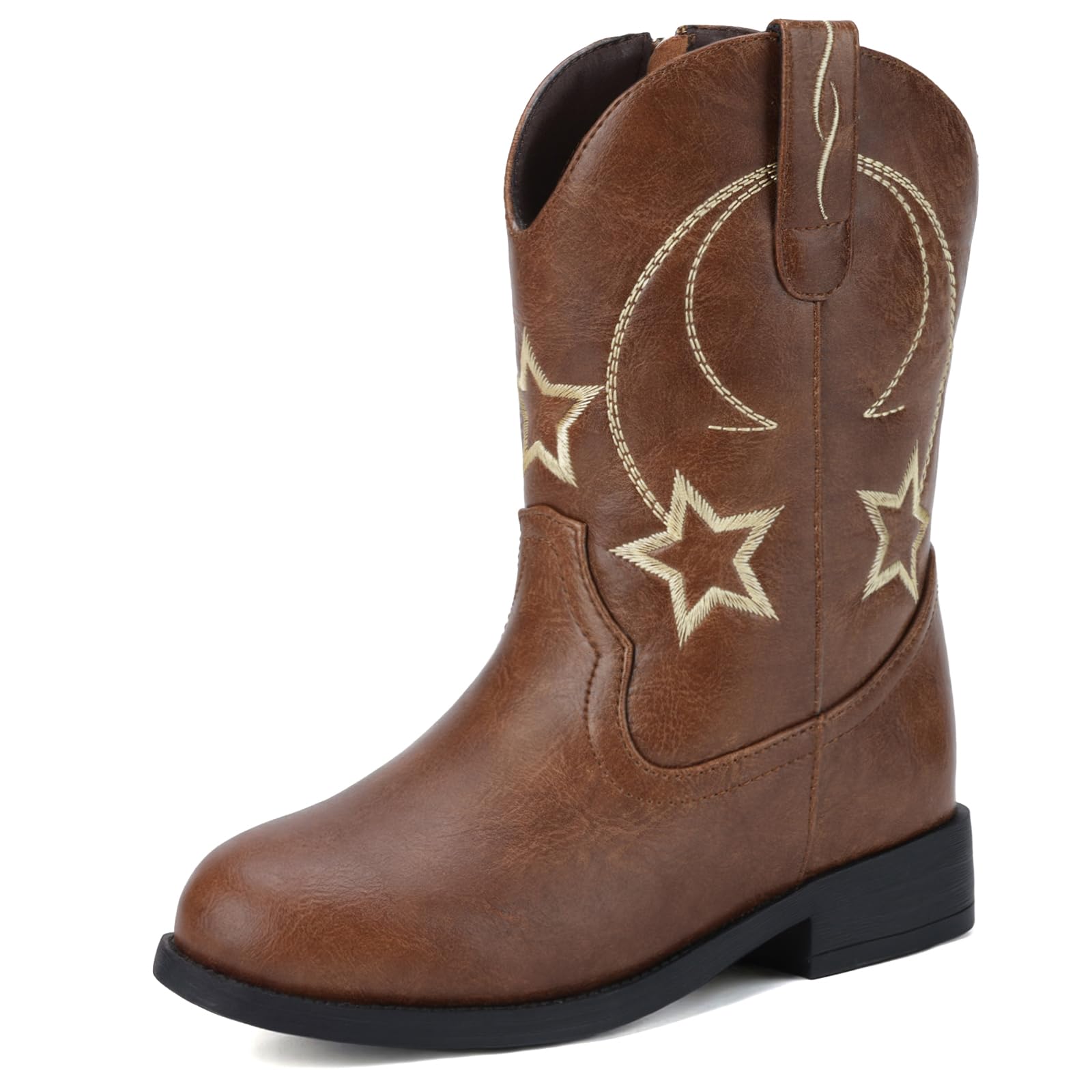 Cowboy Boots for Girls and Boys - Western Cowgirl Boots for Toddler Little Big Kids Riding Shoes with Side Zipper Round Toe