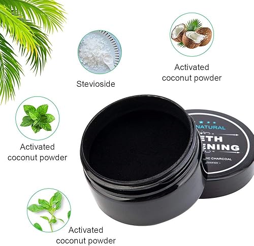 Miniatura 4 de Paquete de 2 polvos de carbón blanqueador de dientes, polvo de limpieza dental activado WUBLSYAN alternativa, pasta de dientes natural, juegos de