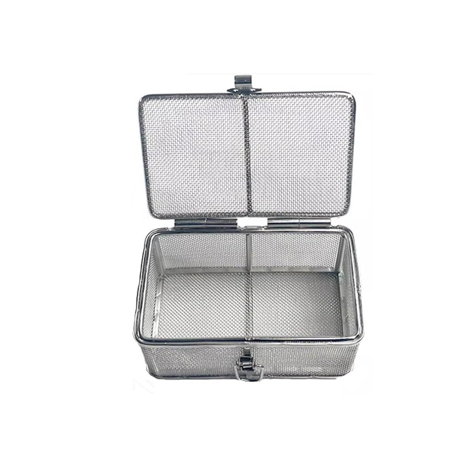 Cestello in rete di acciaio inox con coperchio – Contenitore per lavaggio e sterilizzazione di strumenti chirurgici | 20*15*5cm