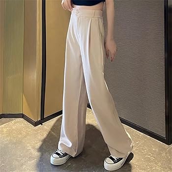 VMAKBUWIS Women High Waisted Trousers Wide Leg Straight Leg
