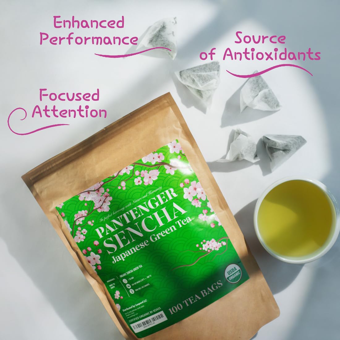 Organic Sencha Green Tea Bags| 100 Sencha Tea Bags - USDA Organic | First Harvest Japanese Green Tea | by Pantenger.