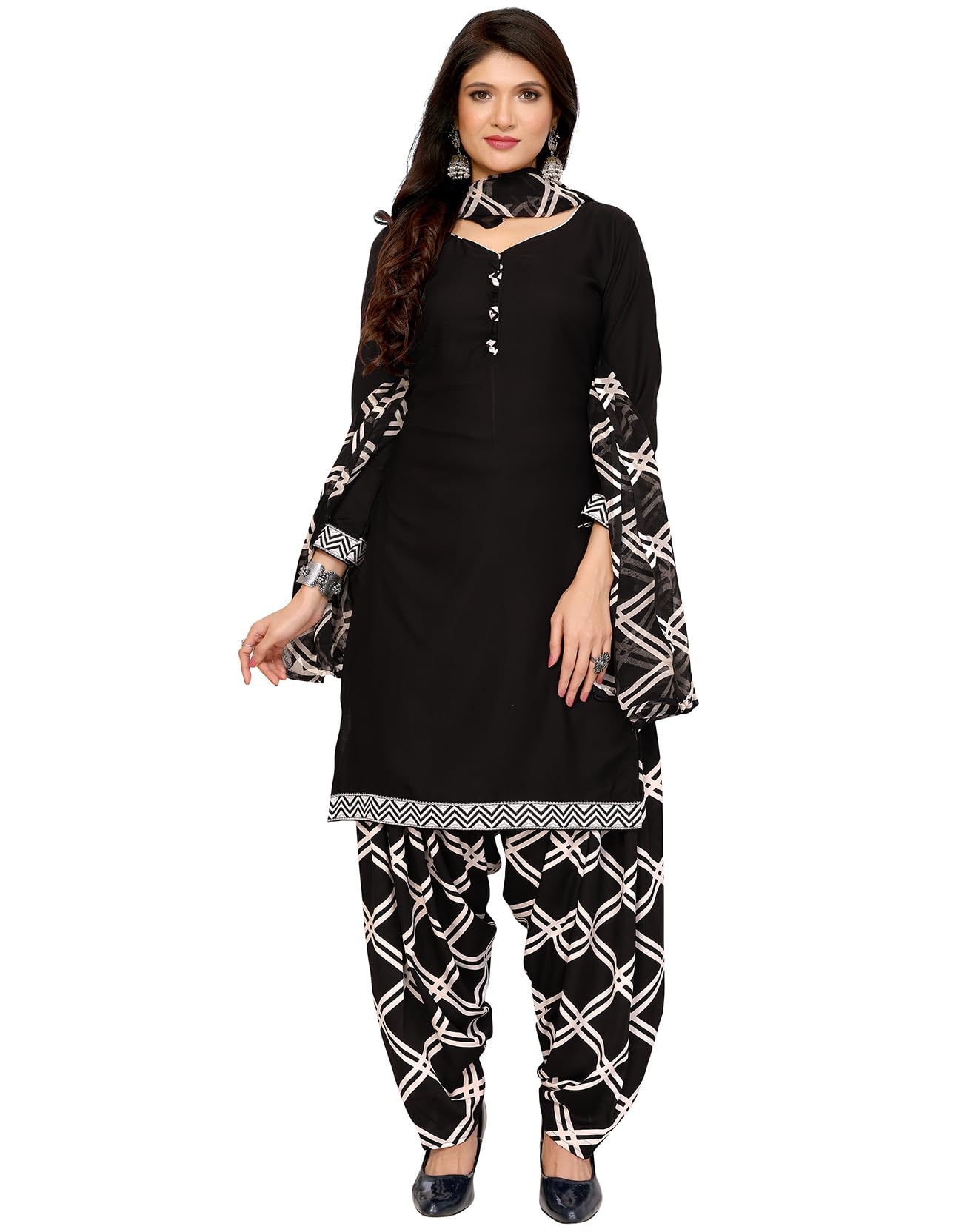 yashika Women's Printed Dress Material - Unstitched Crepe Fabric Kurti, Pants & Dupatta Set (AZ-YS-P1-BLACK ARYA)-picture-20