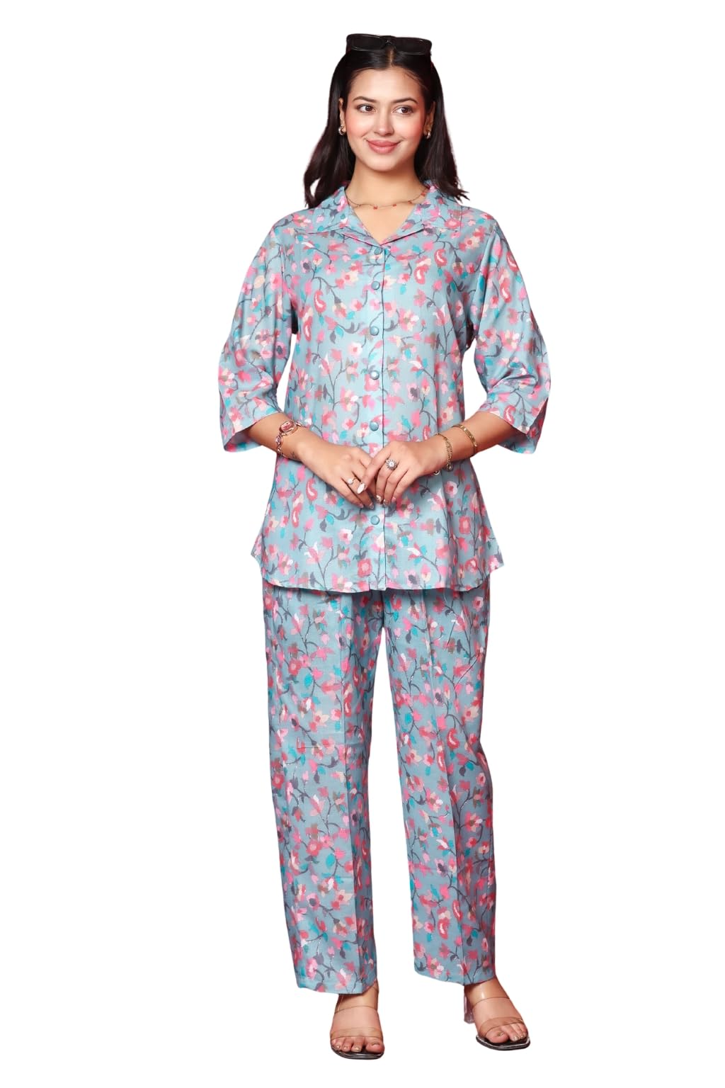 kti WOMEN MULTICOLOR PRINTED COTTON CO-ORD SET-picture-42