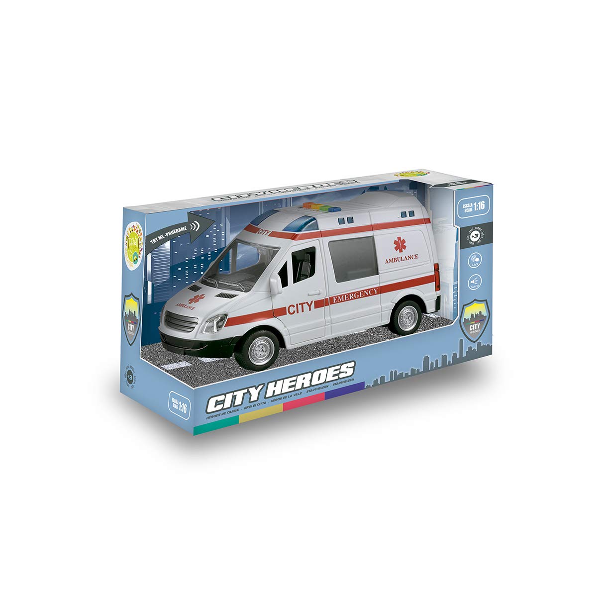 Ambulancia Tachan Escala 1:20 - Con Luces Y Sonidos, Movimiento Push, Para Niños +3 Años - 746T00480