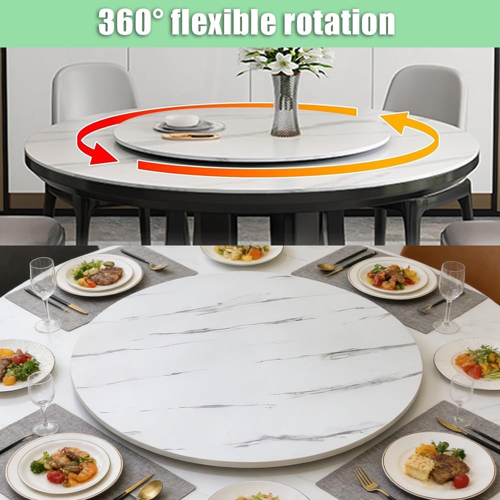 Plato Giratorio para Mesa, Lazy Susan Bandeja De Servicio, Bandeja Rotativa De Madera, Placa Giratoria para Servir Redonda Tabla Rotativa para Cocina(White,50CM/20IN)