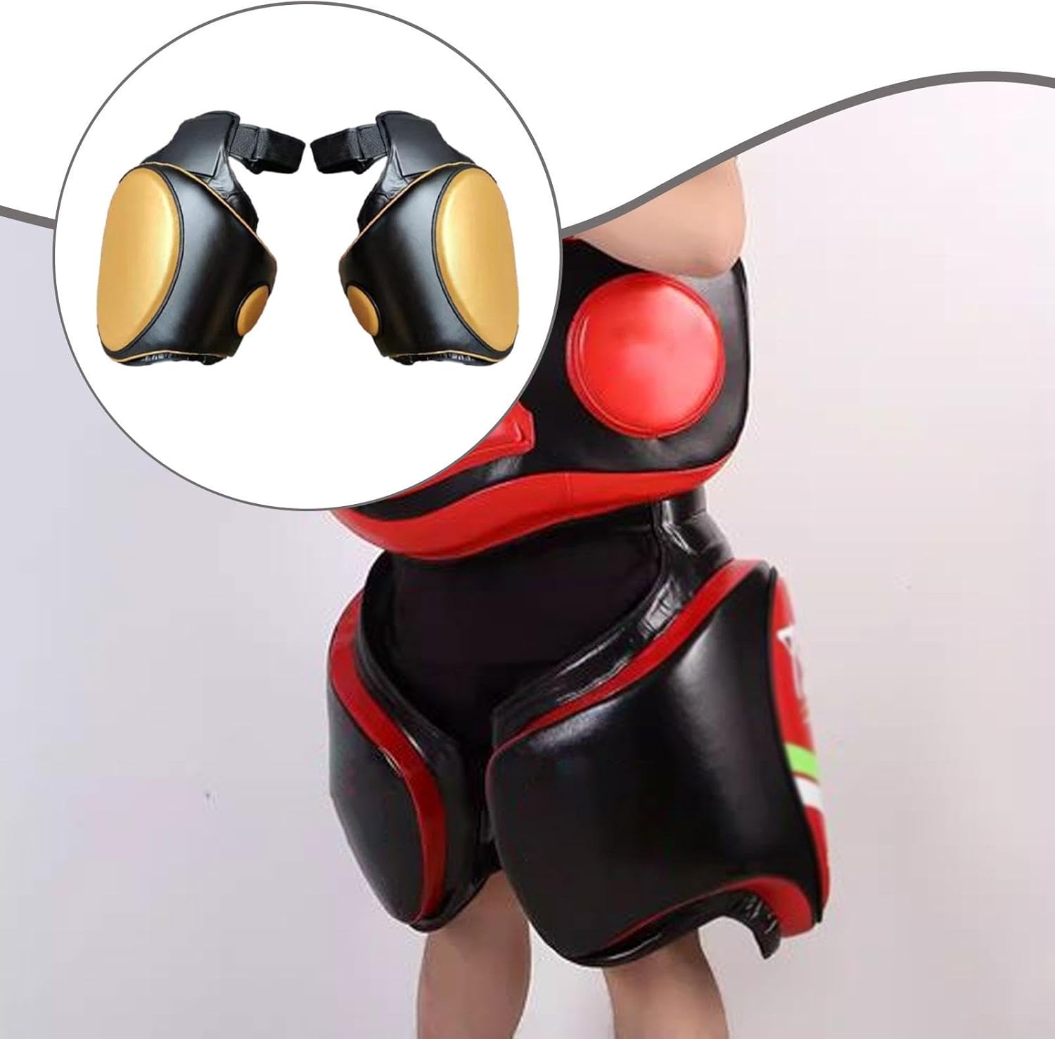 LOL-FUN ムエタイ太ももパッド、保護具、EVAトレーニングギア、PUレザームエタイキックパッドレッグターゲットパッド、