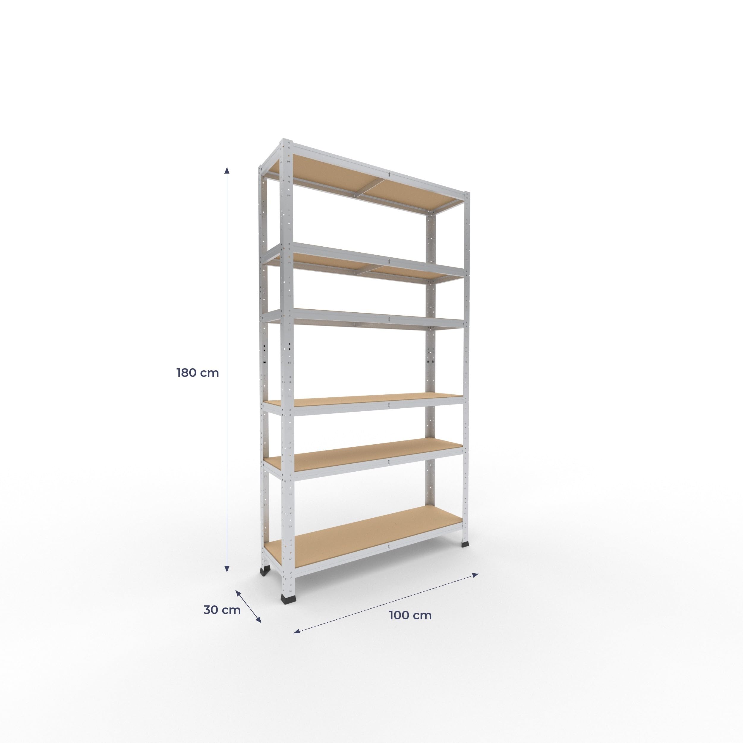 shelfplaza Home 180x100x30cm Schwerlastregal verzinkt mit 6 Böden x 145kg | Kellerregal · Lagerregal · Metallregal · Regale für Kellerraum · Steckregal · Abstellraum Regal
