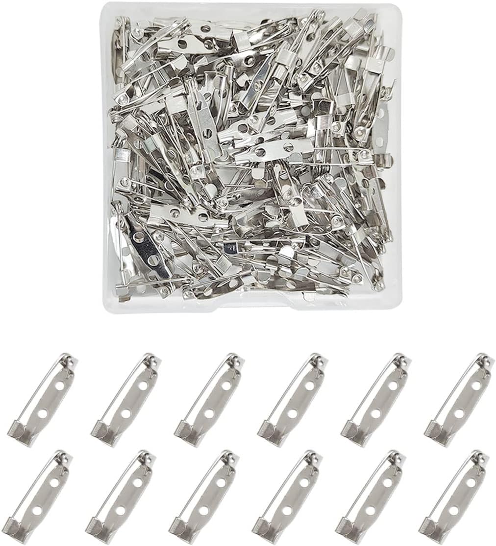 100 Pcs Locking Pins Backs Safety Clasp Brooch,Silver Brooch Clasp Pin, Backs Safety Clasp