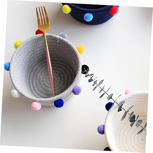 Miniatura 4 de ibasenice Cesta de cuerda de algodón cestas de almacenamiento de estilo nórdico organizador de escritorio gris