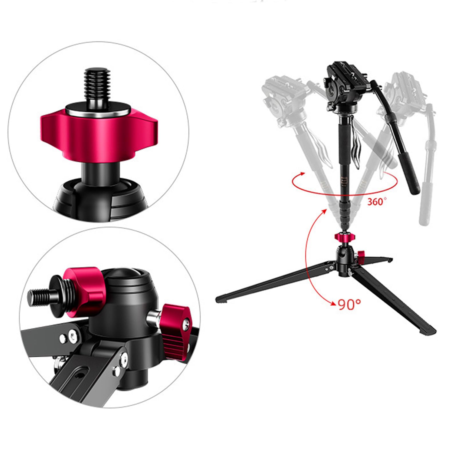 Treppiede compatto e solido in lega di alluminio da tavolo, con filettatura da 3/8", ideale per fotocamere e smartphone