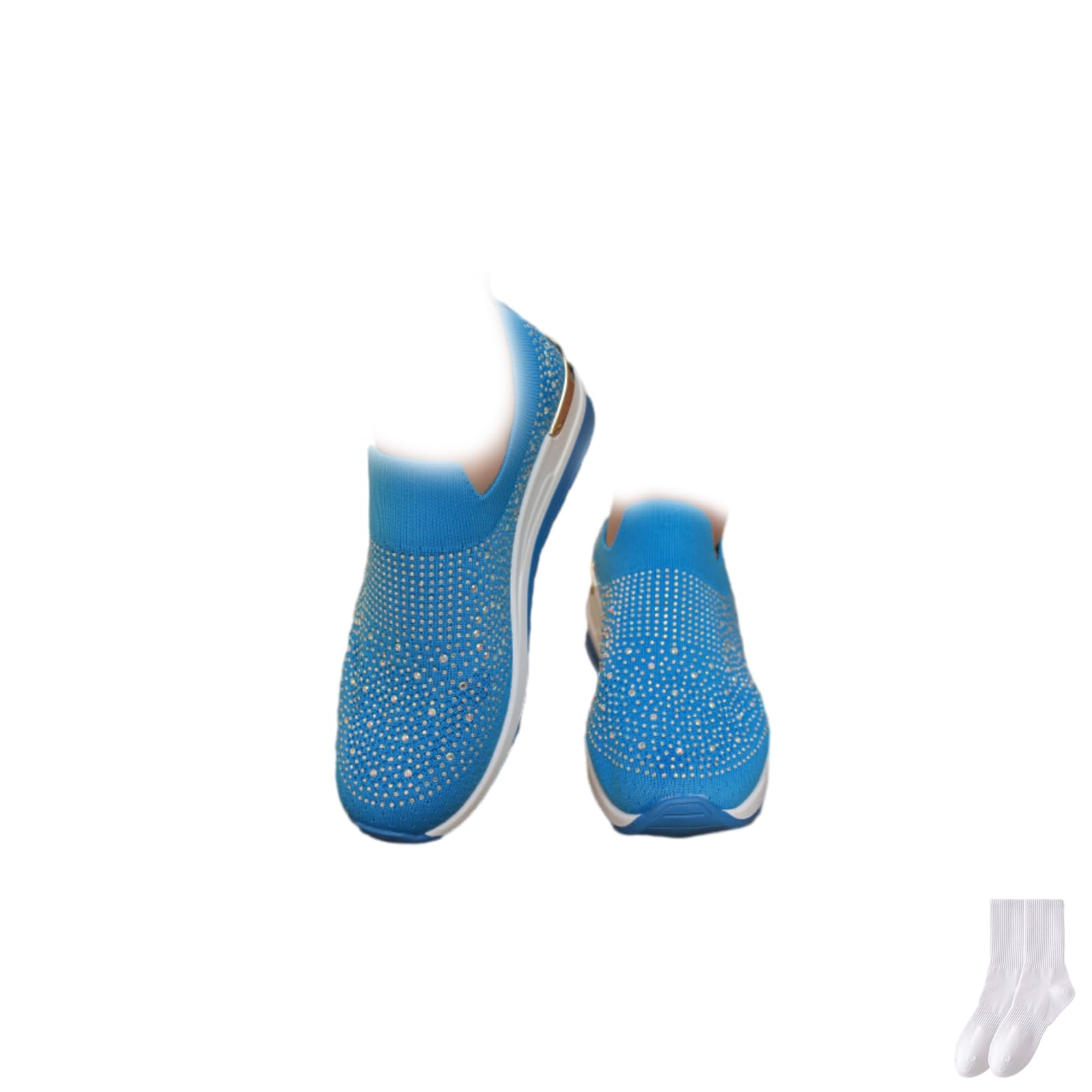 Scarpe da ginnastica da donna con strass, scintillanti, comode, traspiranti, con zeppa, scarpe da tennis da donna, per feste e serate