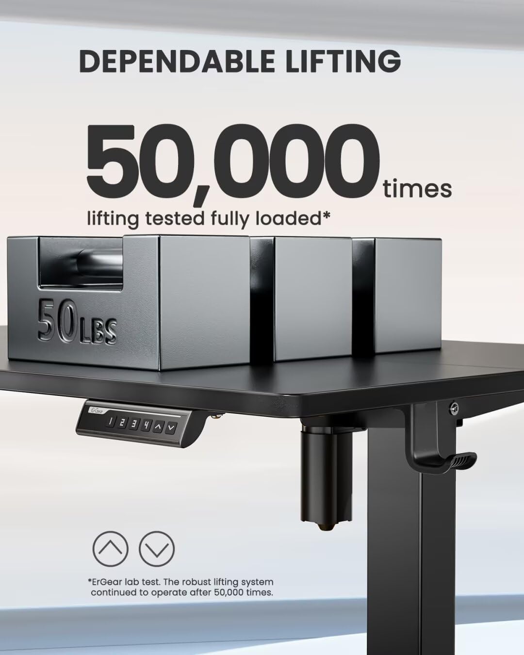 ErGear Electric Standing Desk, 48‘’x24‘’ Height Adjustable Sit Stand up Desk, 4 Memory Computer Home Office Desk Standing Table with Splice Board (Black) - Image 7