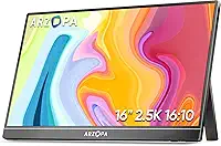ARZOPA Monitor portátil 2.5K 16.0' 2560x1600 HDR com suporte, monitor de laptop 500nits 8bit QHD USB-C HDMI, tela externa de cuidados com os olhos IPS 16:10 para Mac, PC, telefone, PS4/5, Xbox