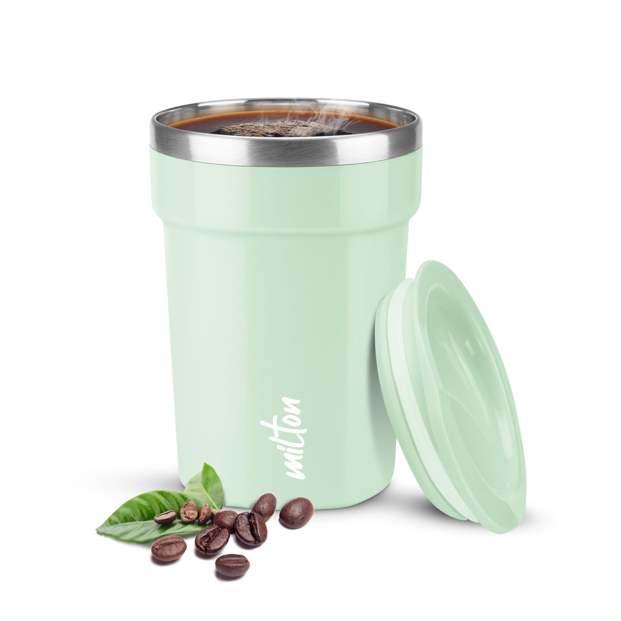 MILTON Cool Touch Deccan Coffee Mug 350 Double Walled 330 ml Inner Stainless Steel Tea Mug with Lid, Coffee Mug Travel Tea Cup, Black Coffee, Tea Cup Single, Aqua Green-image-14
