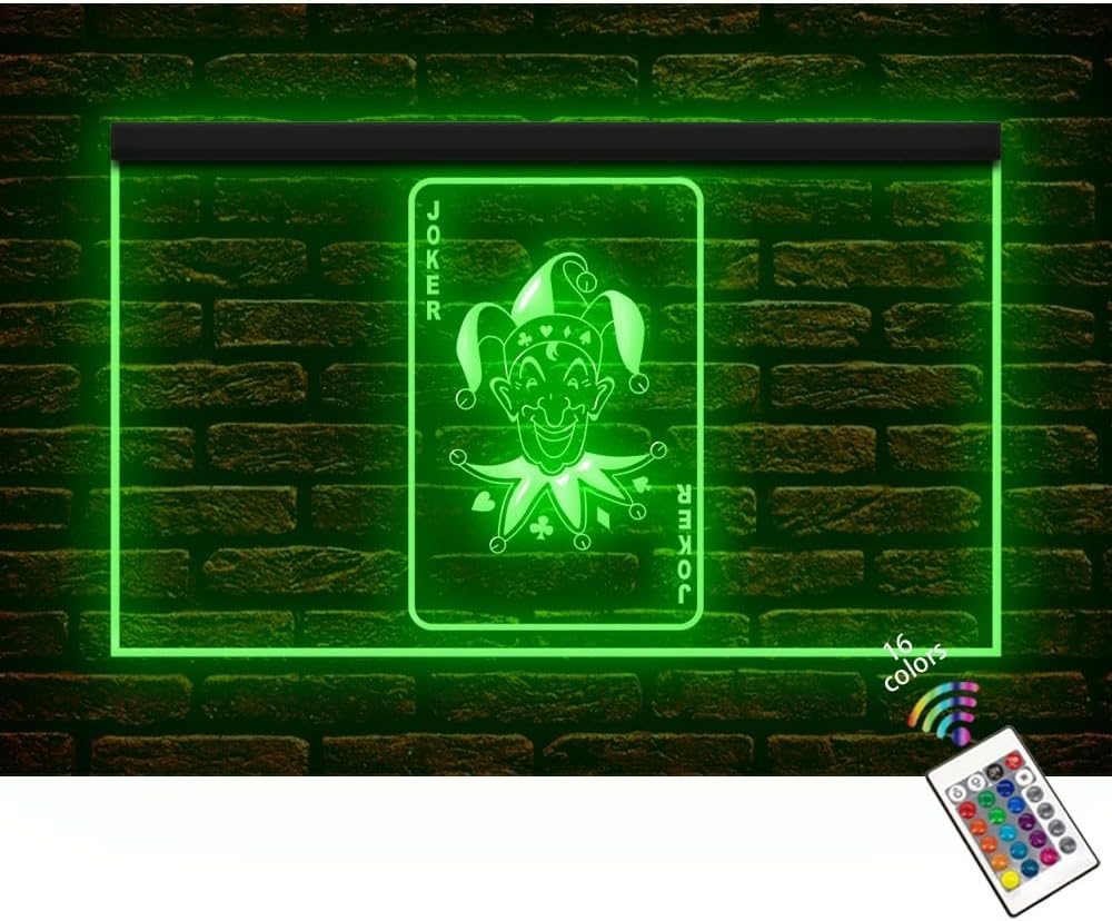 230096 Joker Poker Card Casino Game Room Display LED Light Neon Sign (16" X 12", Orange)