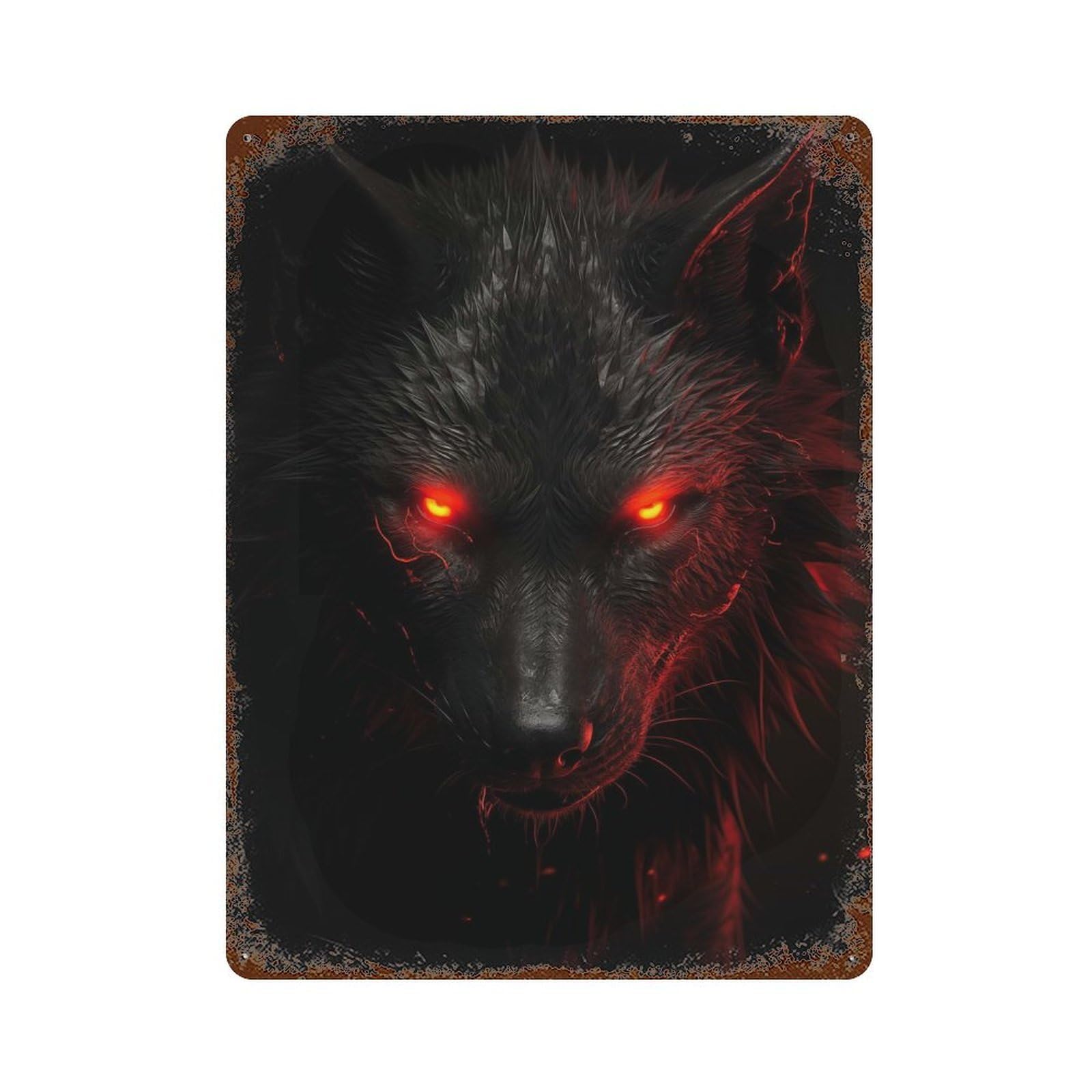 Evil Black Wolf Vintage Rust Metal Sign 15.7"x11.8", Shabby Chic Decor for Garage, Pub Or Kitchen