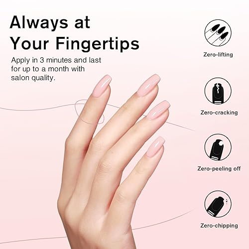 Miniatura 5 de Larvall BEAUTPAL - Esmalte de uñas en gel color rosa nude, 0.5 onzas líquidas, esmalte de gel semipermanente con luz UV LED, arte de uñas, salón de