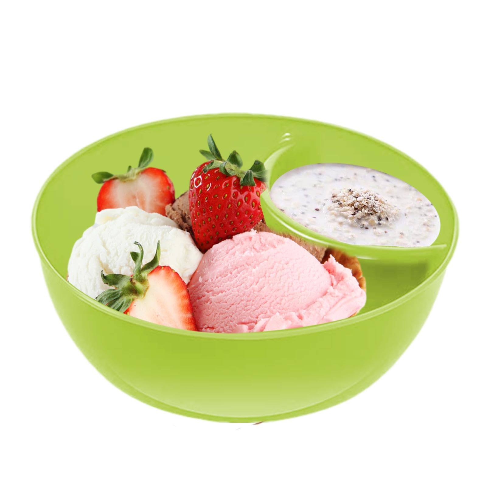 Generic Soggy cruncch Snack Bowl - Anti Soggy Divided Bowl, Reusable Snack and Dip Bowls | Dip Porcelain Divided Serving Tray with Dipping Sections, Bowl Breakfast Plates Tray for Soup Bowl