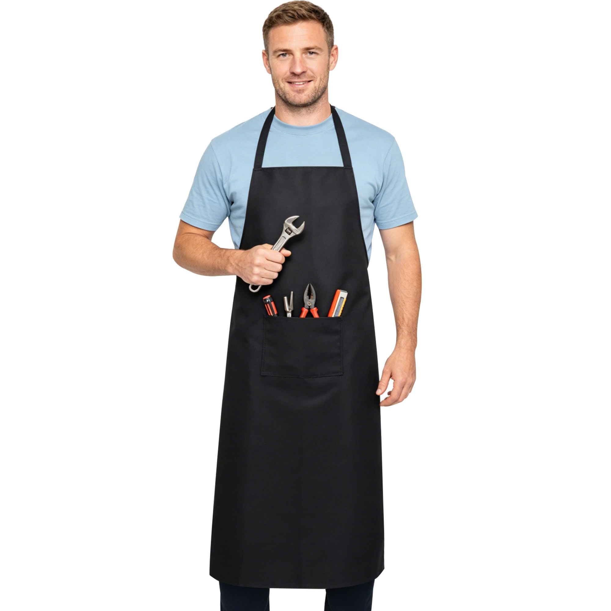 Waterproof Apron with Pockets, Heavy Duty Industrial Work Apron with Extra Long Waist Straps for Men, Women, Chemical Resistant Apron for Automotive Repair, Machining, Butchery, Car Washing, BBQ