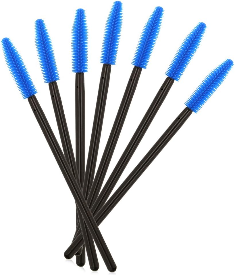 KOLIGHT Pack of 100pcs Colorful Disposable Mascara Brush Silicone Head Wands Applicator Makeup Eye Lash Brush Kits (Blue) - Image 3